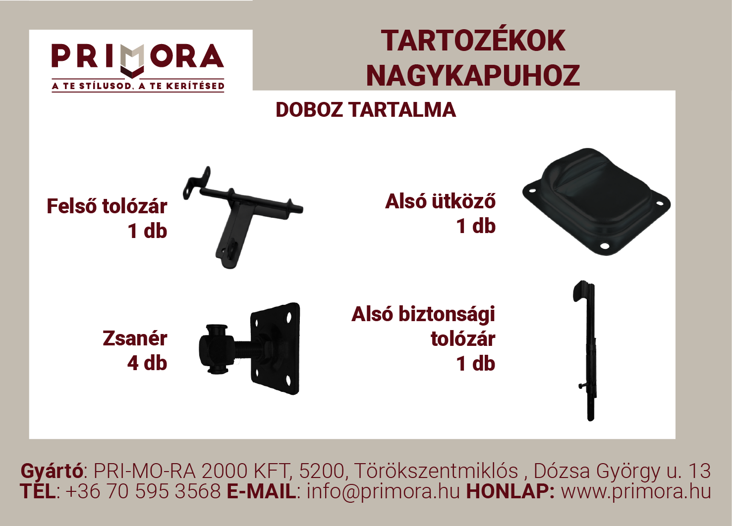 Belépő kategória tartozékszett nagykapuhoz